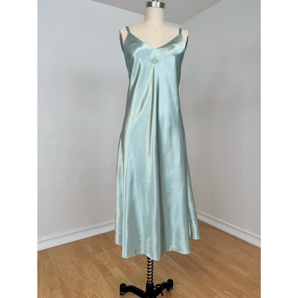 Sz M/L Vintage Christian Dior Seafoam Silky Lingerie Slip Dress
